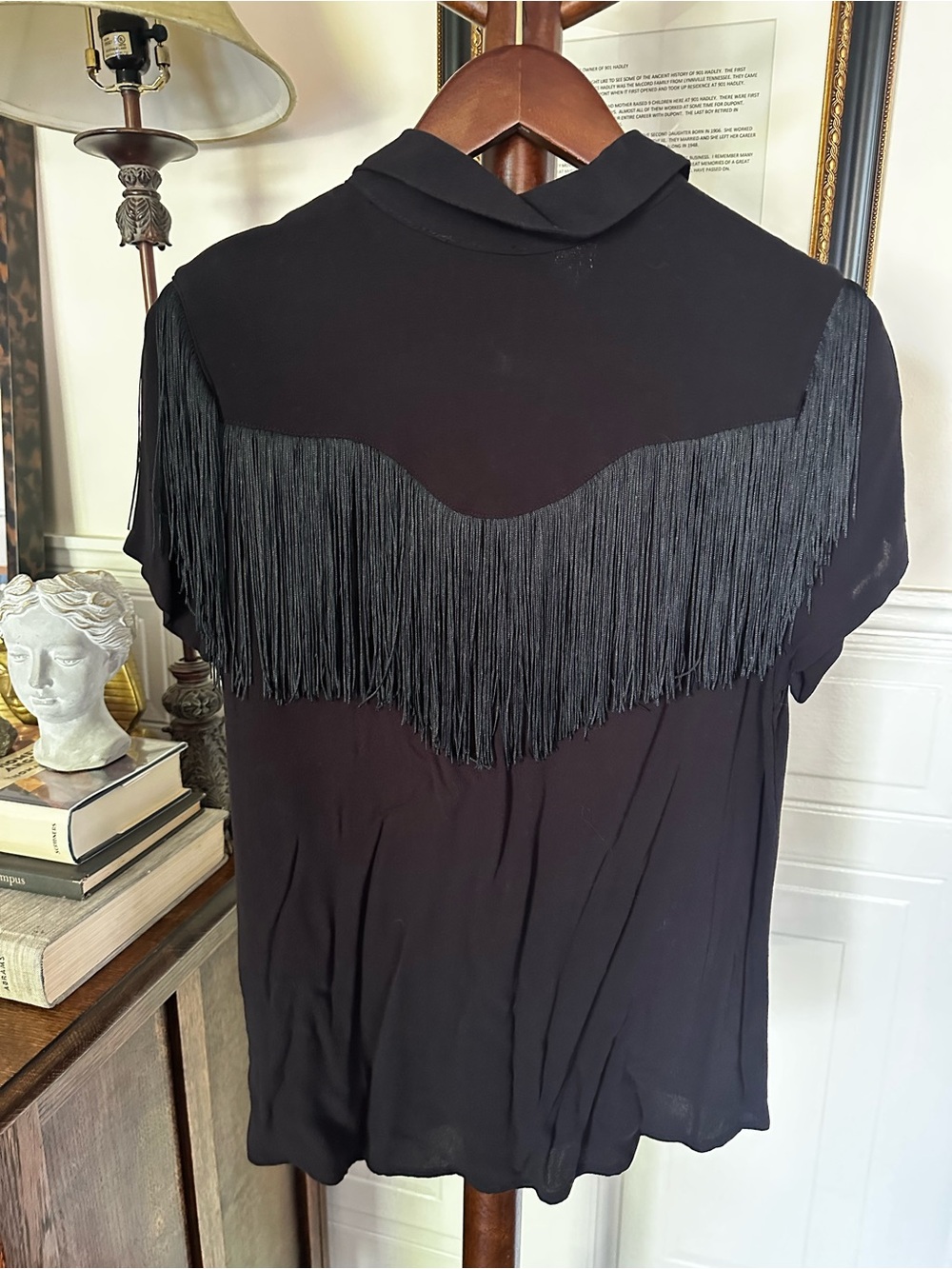Idyllwind Miranda Lambert Black Short-Sleeve Button-Down Shirt with Fringe BNWT - Picture 7 of 7